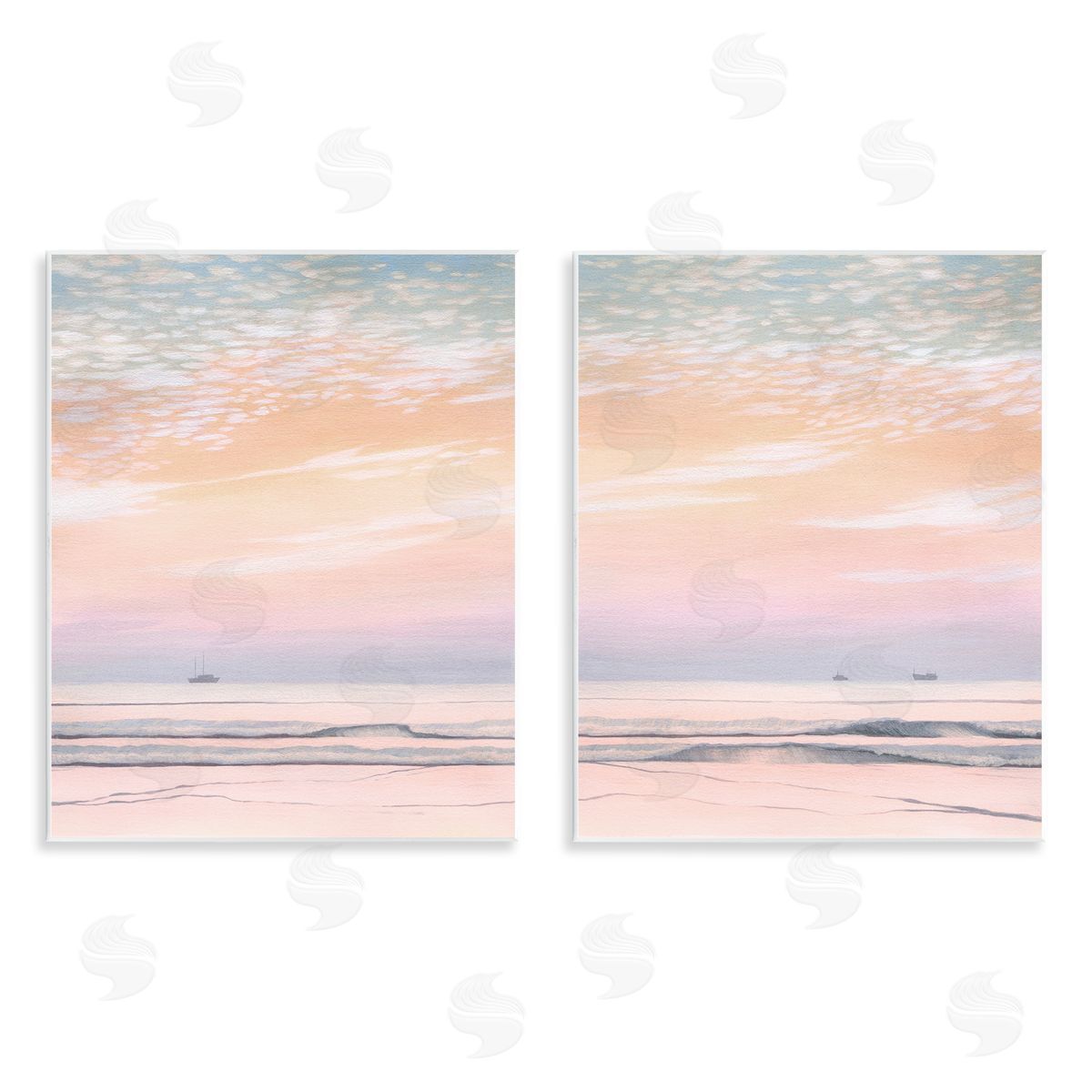 Peachy Coastal Sunrise Wood Plaque Wall Art, Home Decor by Grace Popp