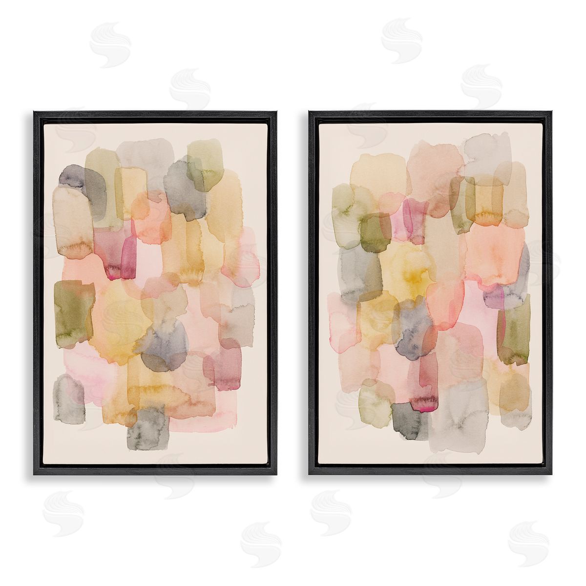 Muted Layered Neutrals Black Floating Frame Canvas Wall Art, Home Decor by Grace Popp