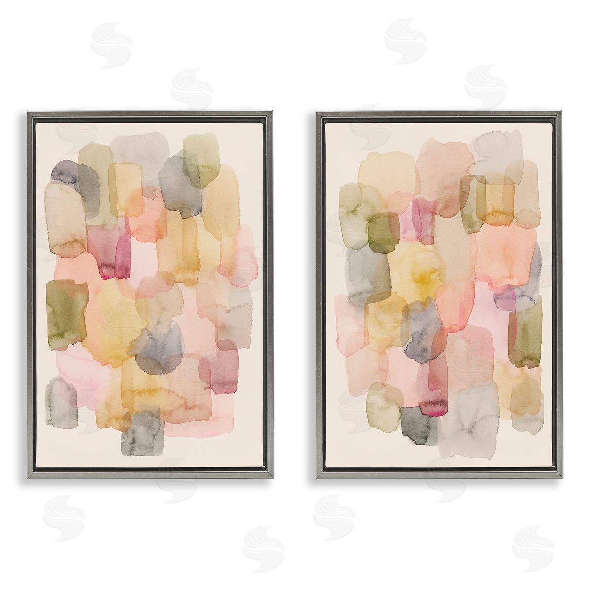 Muted Layered Neutrals Grey Floating Frame Canvas Wall Art, Home Decor by Grace Popp