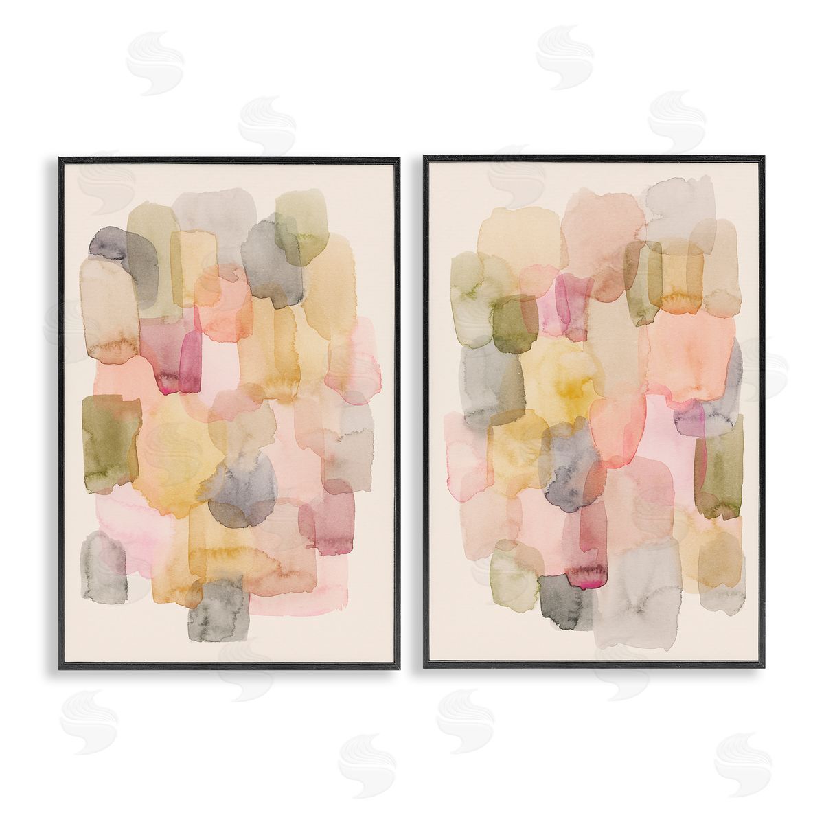 Muted Layered Neutrals Black Frame Print Wall Art, Home Decor by Grace Popp