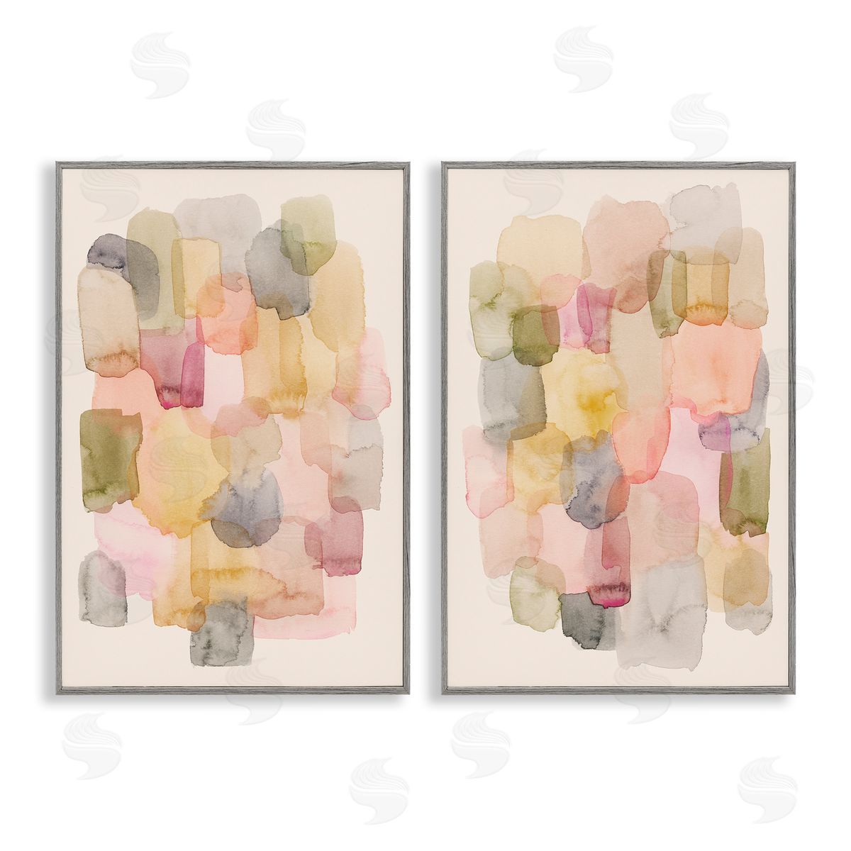 Muted Layered Neutrals Grey Frame Print Wall Art, Home Decor by Grace Popp