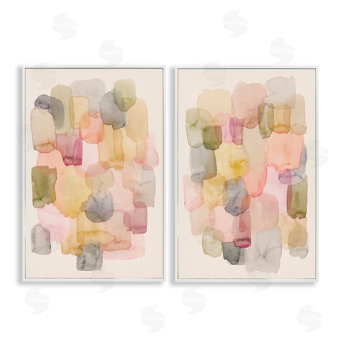 Muted Layered Neutrals White Frame Print Wall Art, Home Decor by Grace Popp