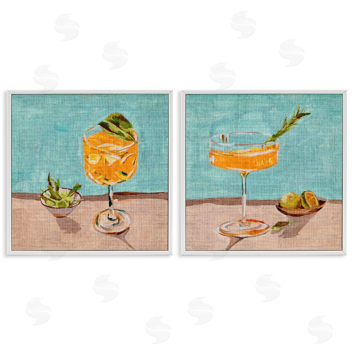 Orange Cocktail Still Lifes White Frame Print Wall Art, Home Decor by Melissa Wang