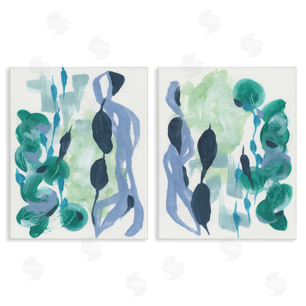 Fluid Wavy Shapes Canvas Wall Art, Home Decor by June Erica Vess