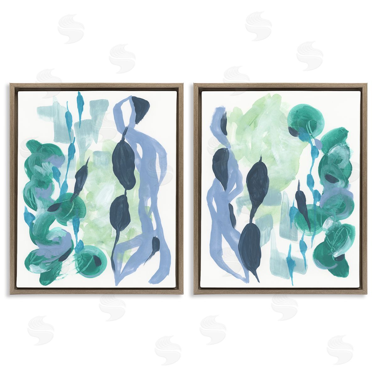Fluid Wavy Shapes Brown Floating Frame Canvas Wall Art, Home Decor by June Erica Vess