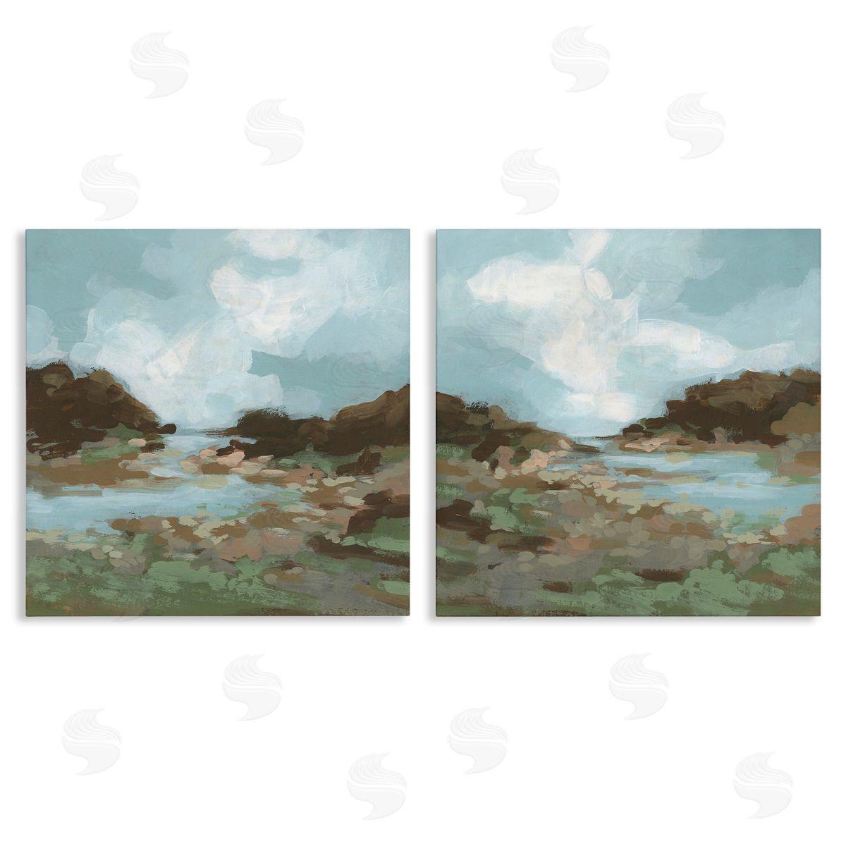 Winding River Landscape Scene Canvas Wall Art, Home Decor by June Erica Vess