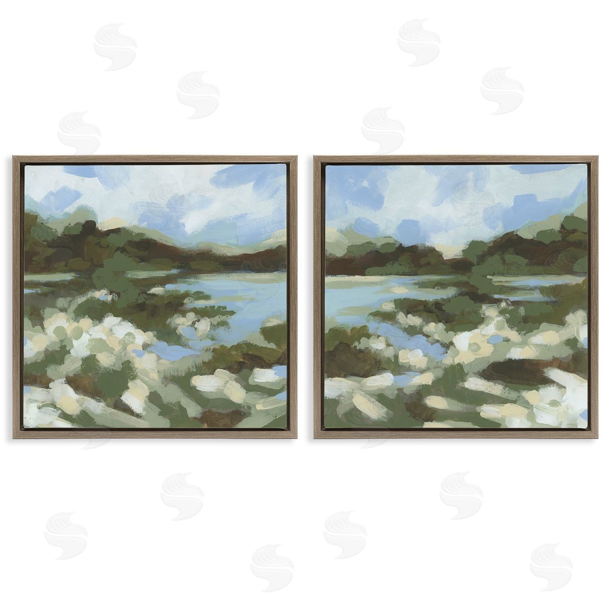 Vivid Impressionist Landscape Brown Floating Frame Canvas Wall Art, Home Decor by June Erica Vess