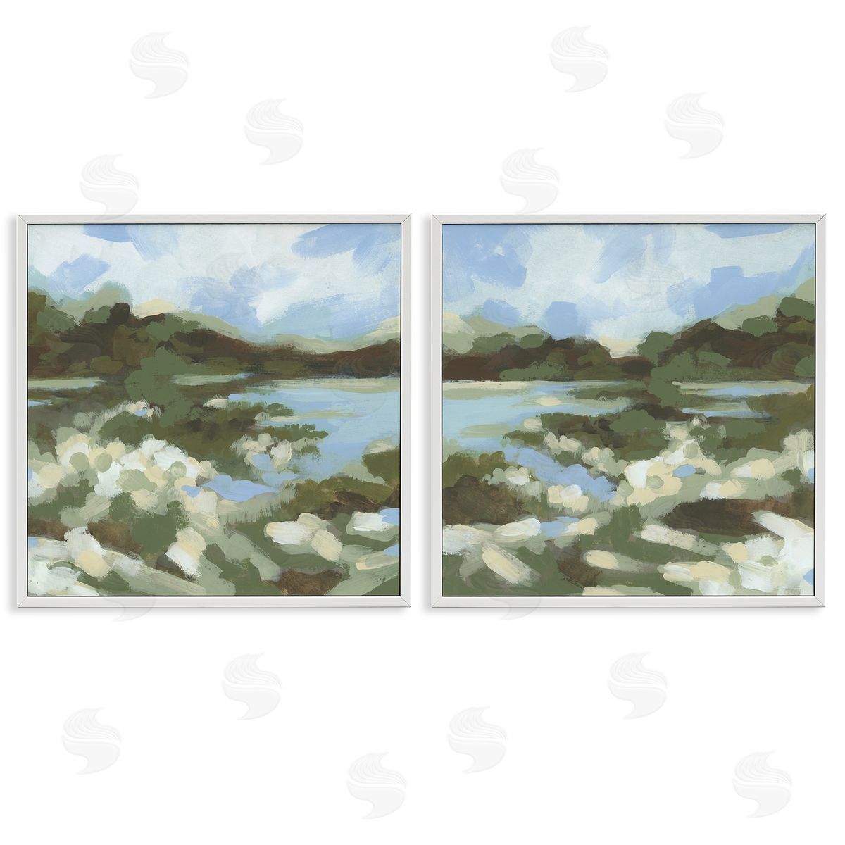 Vivid Impressionist Landscape White Frame Print Wall Art, Home Decor by June Erica Vess