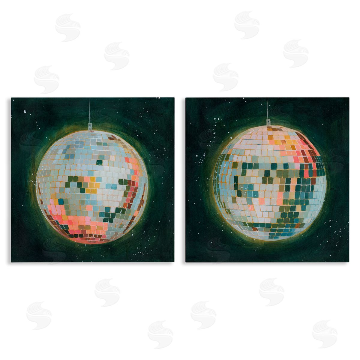 Disco Balls with Vivid Hues Canvas Wall Art, Home Decor by Grace Popp