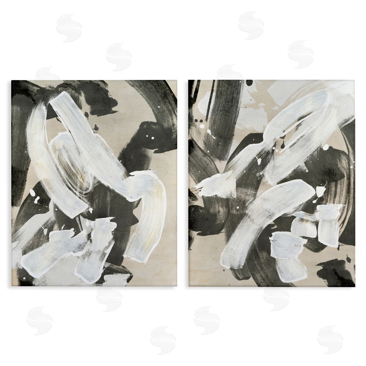 Neutral Paint Streaks Canvas Wall Art, Home Decor by June Erica Vess
