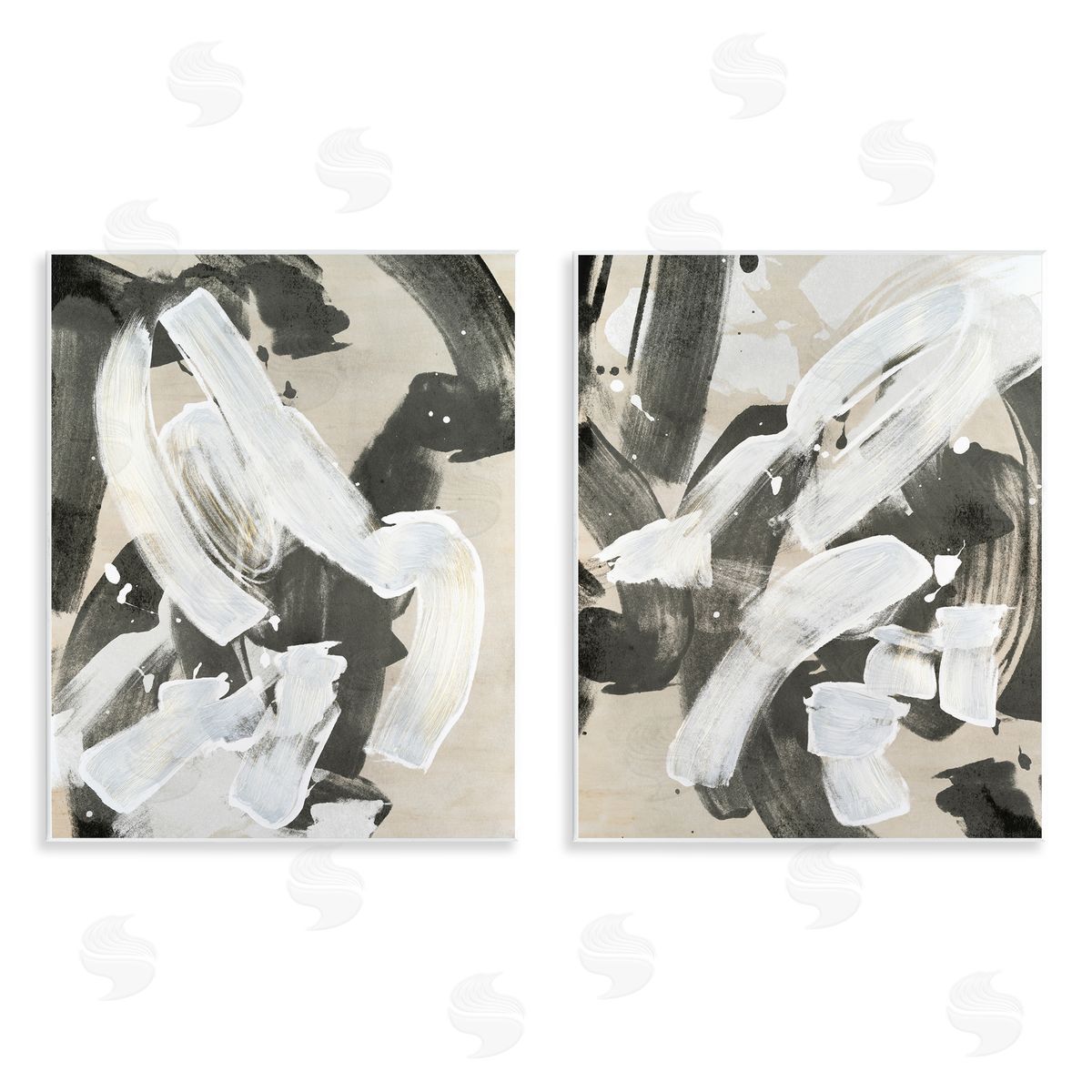 Neutral Paint Streaks Wood Plaque Wall Art, Home Decor by June Erica Vess