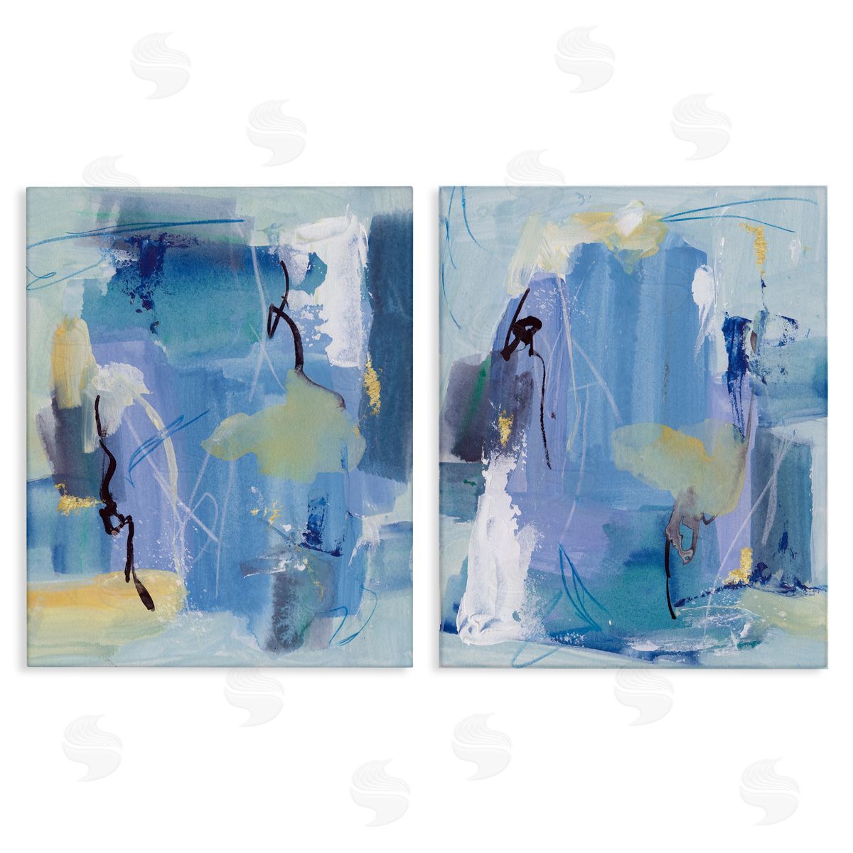 Blue Abstract with Yellow Canvas Wall Art, Home Decor by Melissa Wang