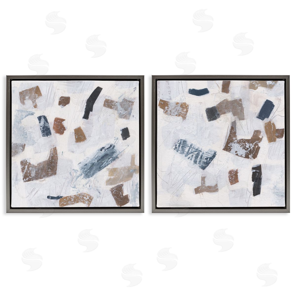 Scattered Neutral Shapes Grey Floating Frame Canvas Wall Art, Home Decor by Melissa Wang
