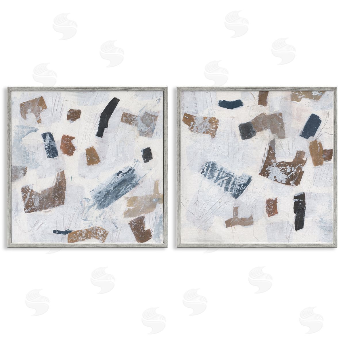Scattered Neutral Shapes Grey Frame Print Wall Art, Home Decor by Melissa Wang