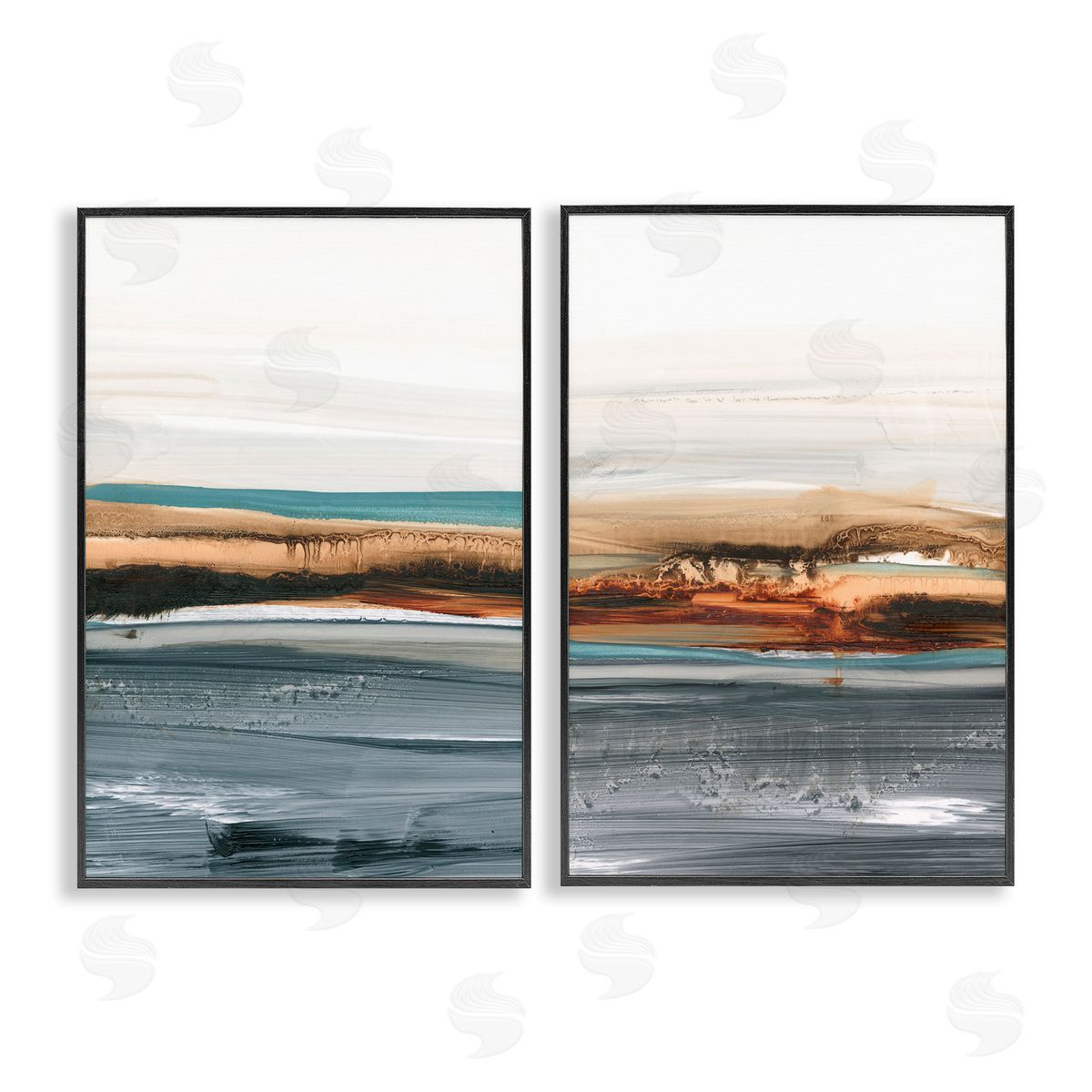 Coastal Beach Impression Black Frame Print Wall Art, Home Decor by Ethan Harper
