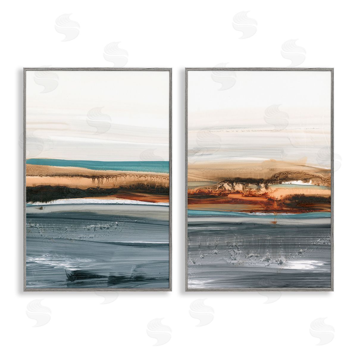 Coastal Beach Impression Grey Frame Print Wall Art, Home Decor by Ethan Harper