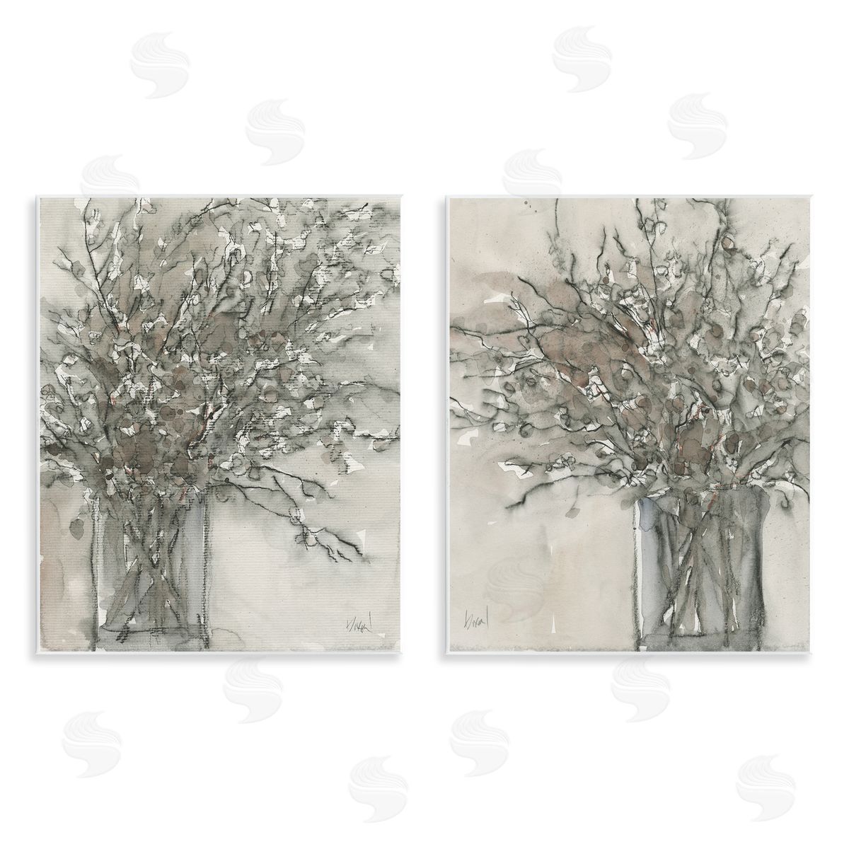 Charcoal Sketched Vase Wood Plaque Wall Art, Home Decor by Samuel Dixon