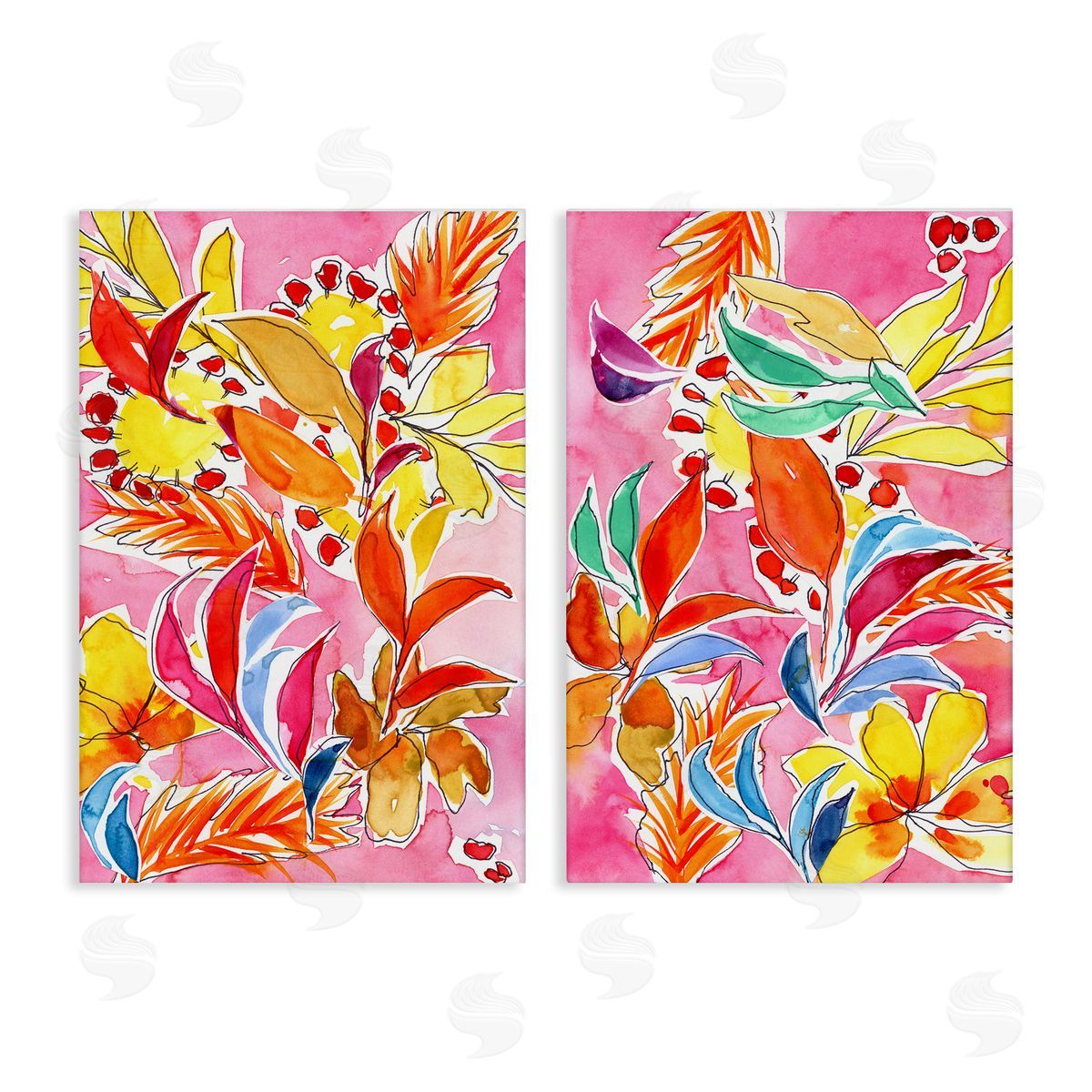 Whimsical Leaf Impressions Canvas Wall Art, Home Decor by Regina Moore