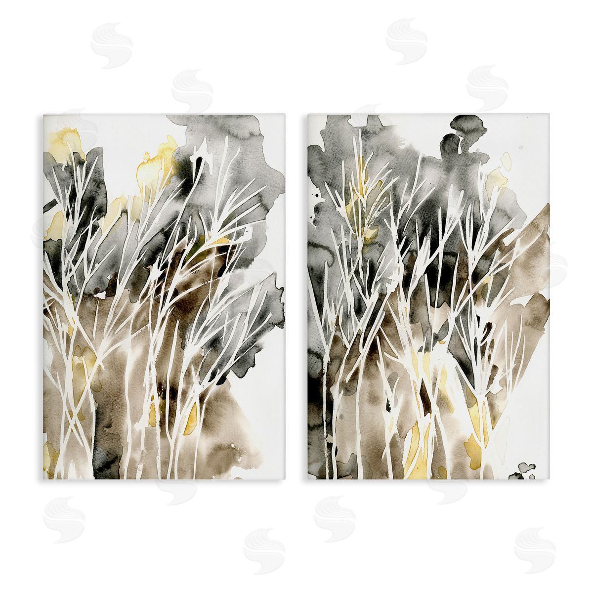 Watercolor Splash with Tendrils Canvas Wall Art, Home Decor by Regina Moore
