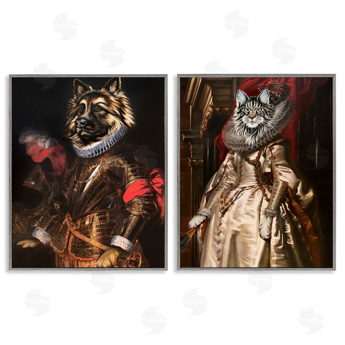 Royal Garb Dog & Cat Grey Frame Print Wall Art, Home Decor by Carolee Vitaletti