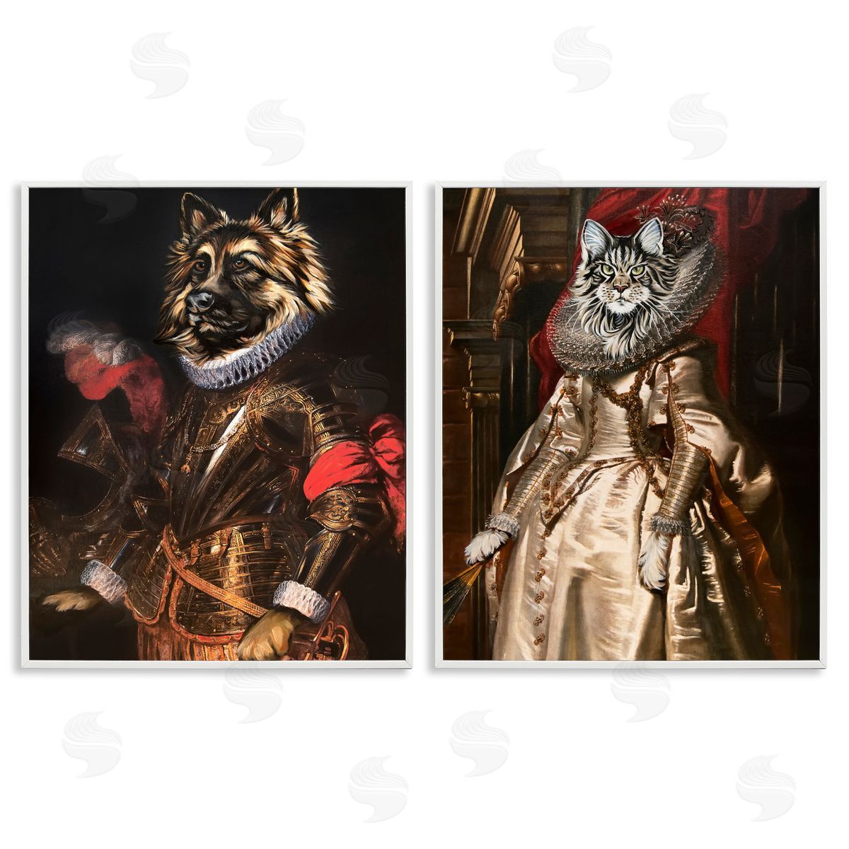 Royal Garb Dog & Cat White Frame Print Wall Art, Home Decor by Carolee Vitaletti