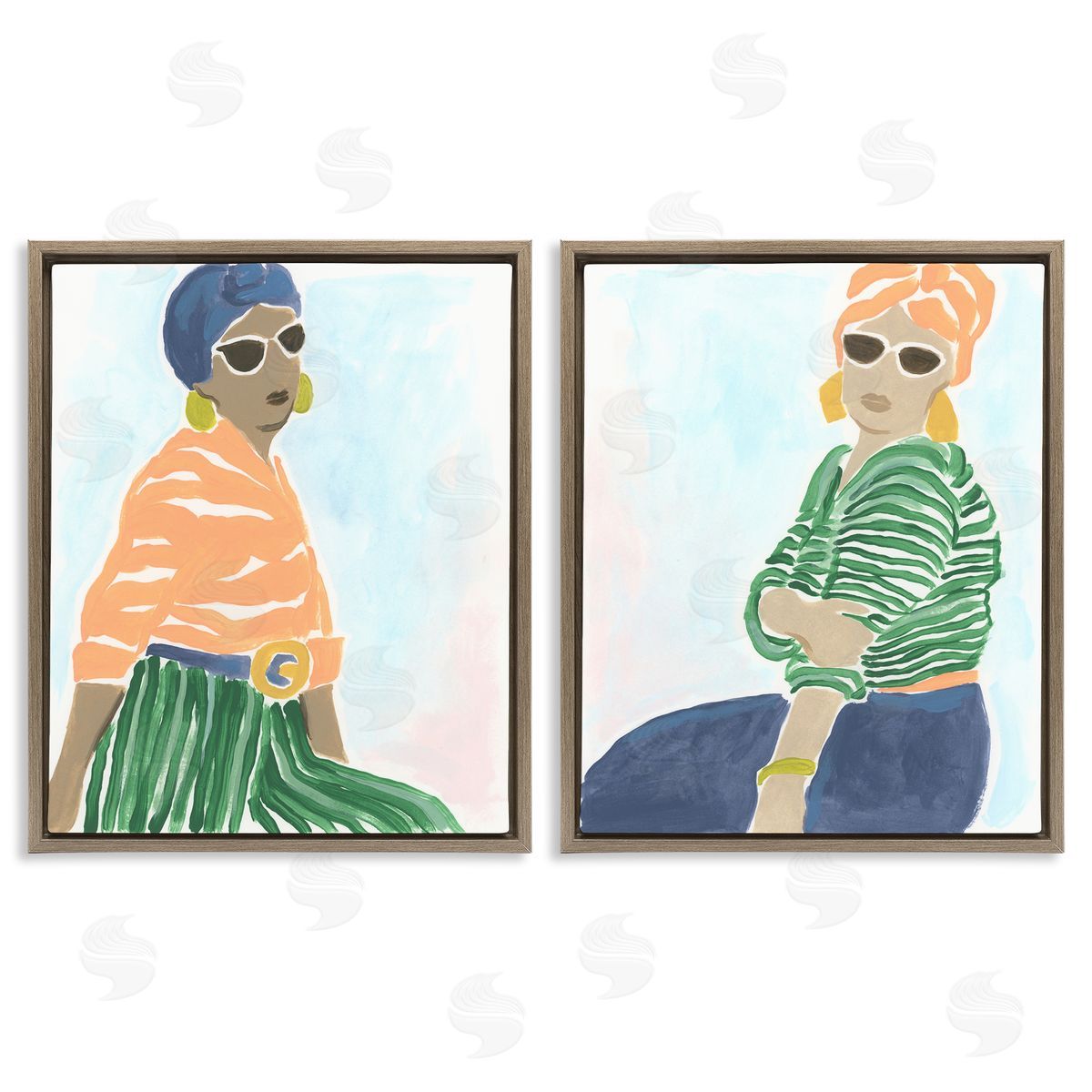 Trendy Summer Style Women Brown Floating Frame Canvas Wall Art, Home Decor by June Erica Vess
