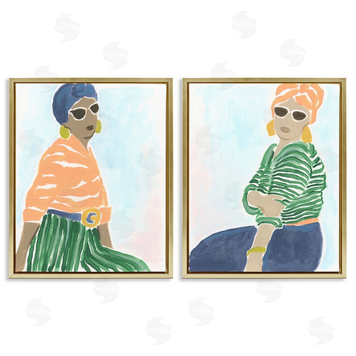 Trendy Summer Style Women Gold Floating Frame Canvas Wall Art, Home Decor by June Erica Vess