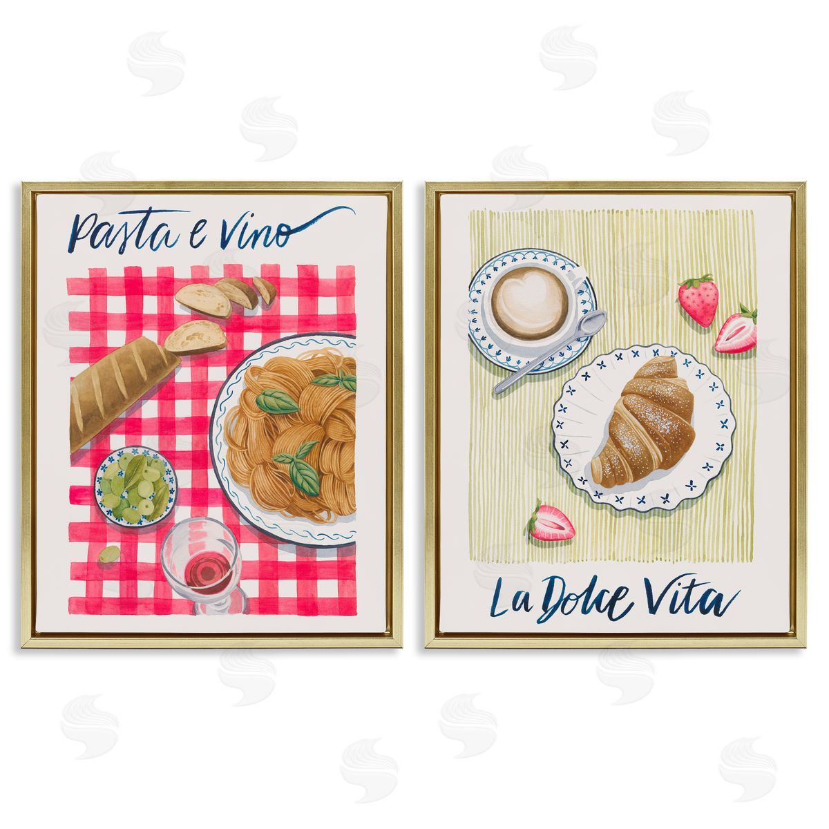 Picnic Lunch & Brunch Meals Gold Floating Frame Canvas Wall Art, Home Decor by Grace Popp