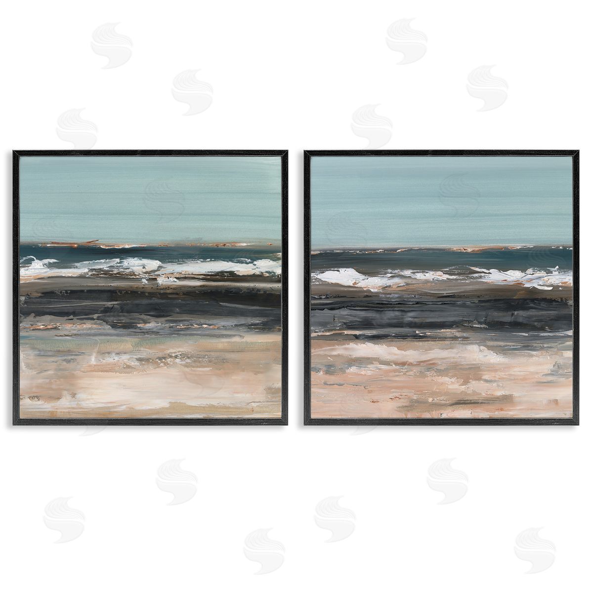 Summer Waves Abstract Black Frame Print Wall Art, Home Decor by Ethan Harper
