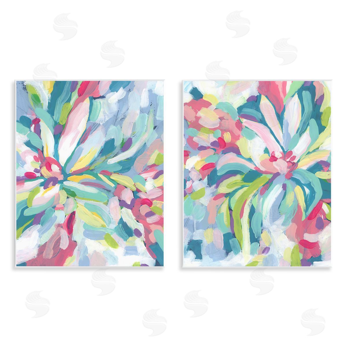 Pastel Whimsy Flower Pattern Wood Plaque Wall Art, Home Decor by June Erica Vess
