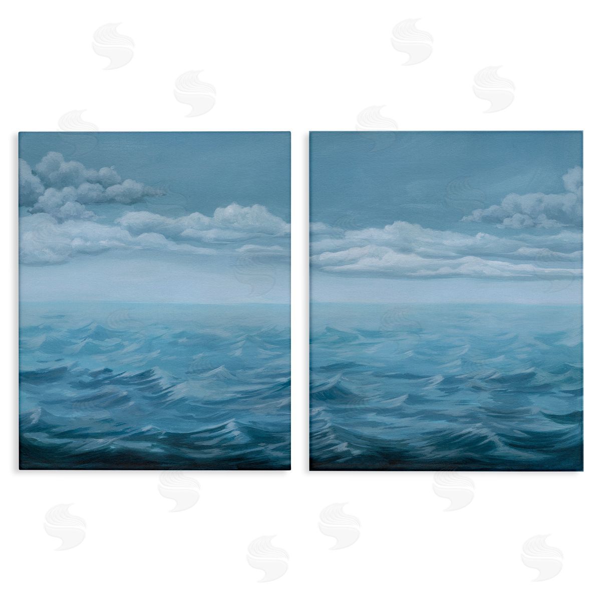 Clouds over Rough Sea Waves Canvas Wall Art, Home Decor by Grace Popp