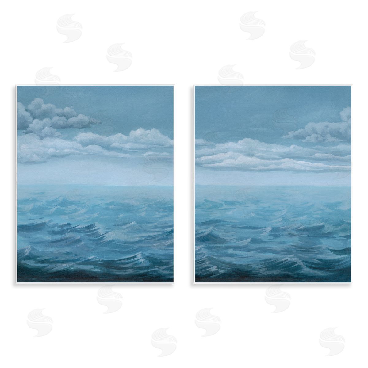 Clouds over Rough Sea Waves Wood Plaque Wall Art, Home Decor by Grace Popp