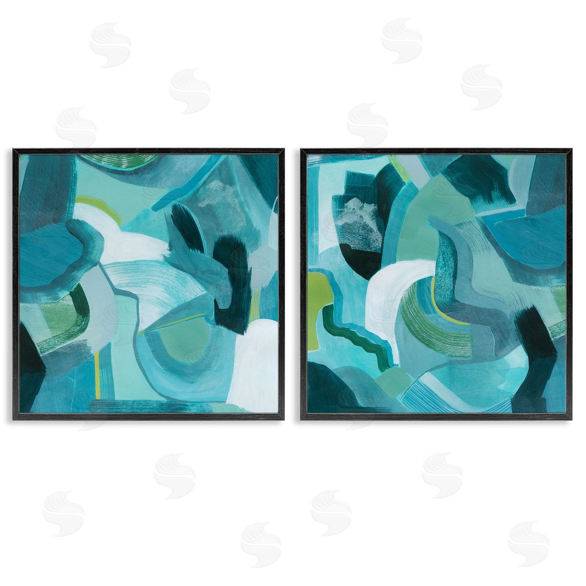 Energetic Blue Patterns Black Frame Print Wall Art, Home Decor by Grace Popp