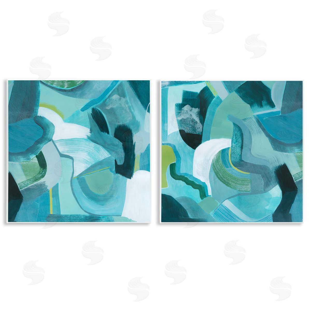 Energetic Blue Patterns Wood Plaque Wall Art, Home Decor by Grace Popp