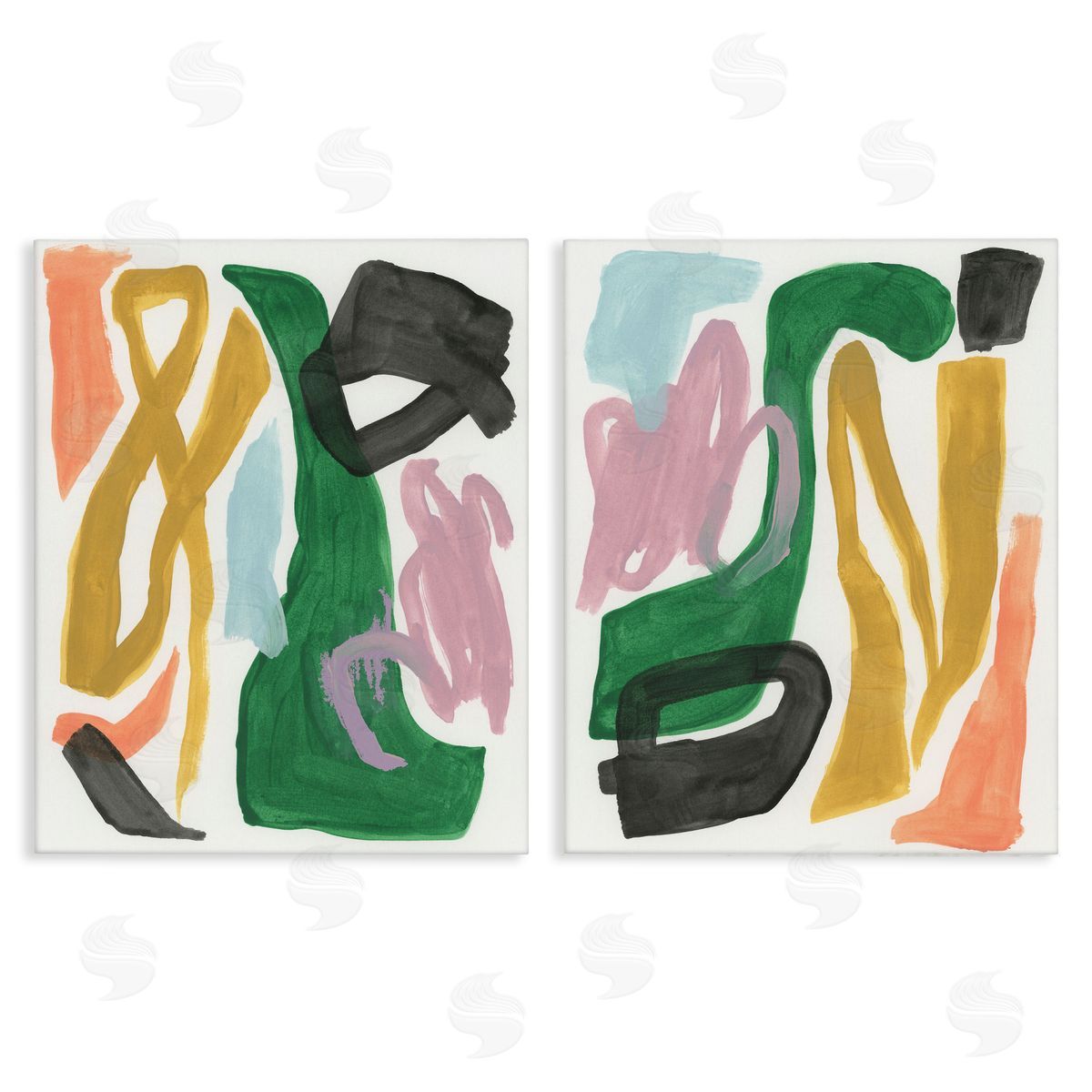 Funky Abstract Squiggles Canvas Wall Art, Home Decor by June Erica Vess