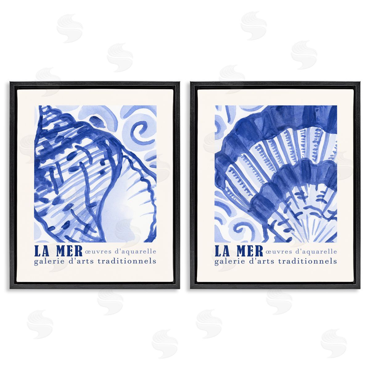 Seashell Gallery Posters Black Floating Frame Canvas Wall Art, Home Decor by June Erica Vess