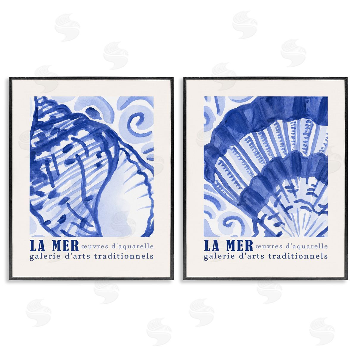 Seashell Gallery Posters Black Frame Print Wall Art, Home Decor by June Erica Vess