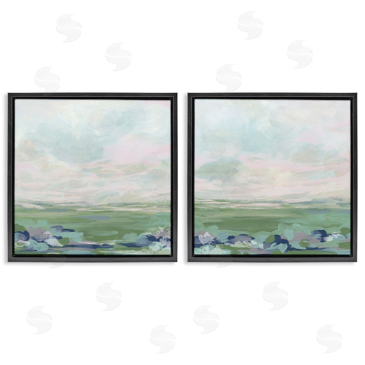 Abstract Gradient Landscapes Black Floating Frame Canvas Wall Art, Home Decor by June Erica Vess