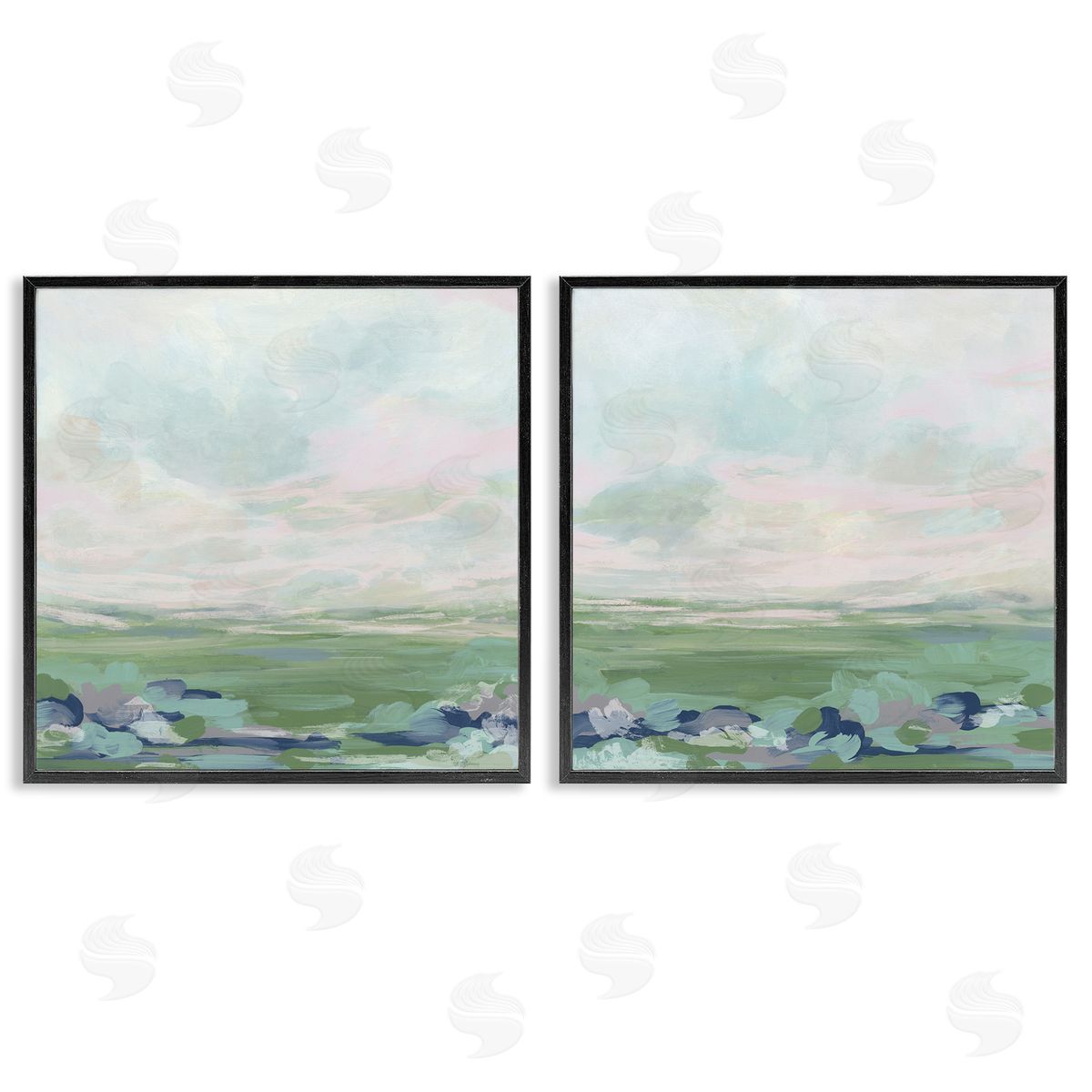 Abstract Gradient Landscapes Black Frame Print Wall Art, Home Decor by June Erica Vess