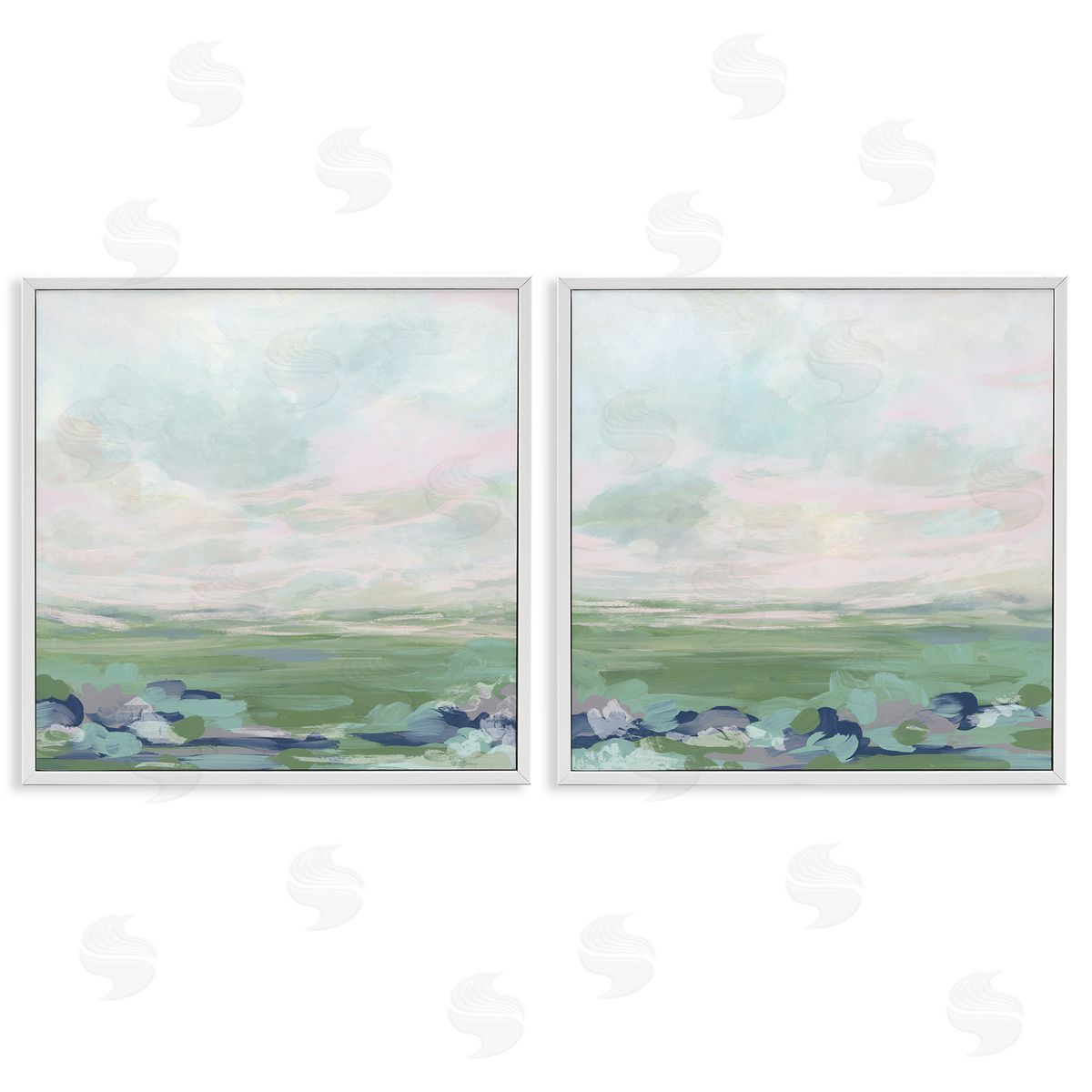 Abstract Gradient Landscapes White Frame Print Wall Art, Home Decor by June Erica Vess