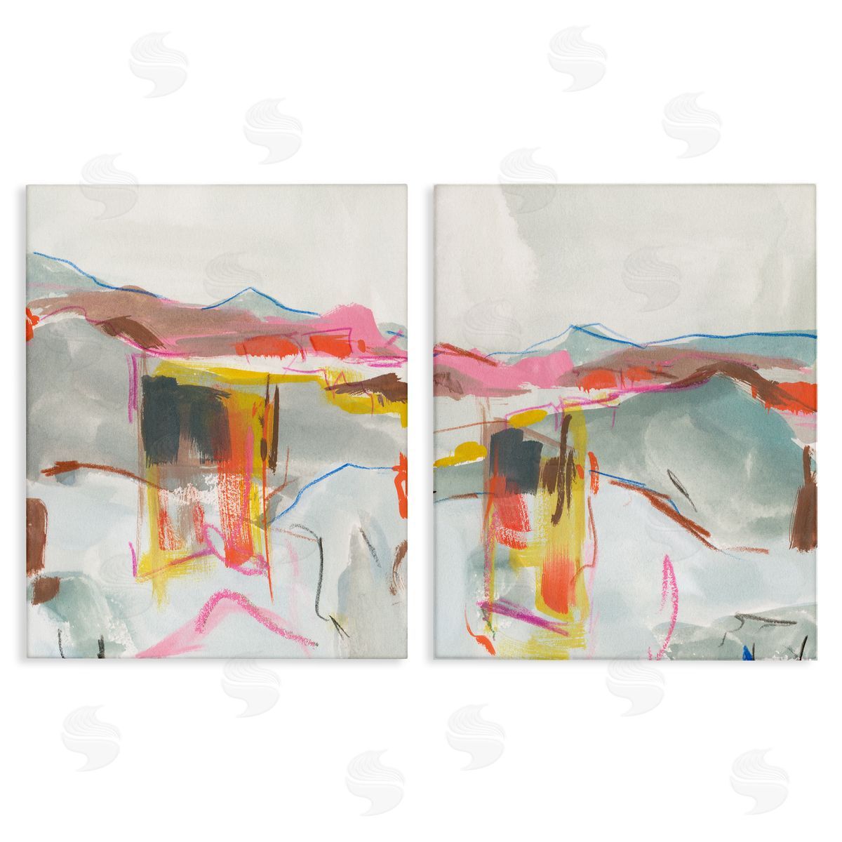 Restless Soft Mountain Abstract Canvas Wall Art, Home Decor by Melissa Wang