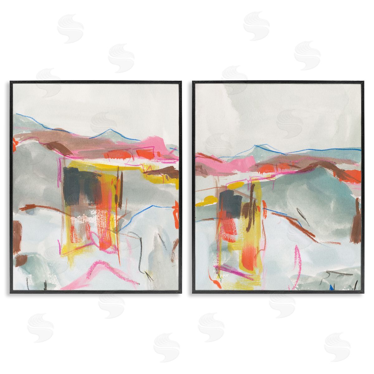 Restless Soft Mountain Abstract Black Frame Print Wall Art, Home Decor by Melissa Wang