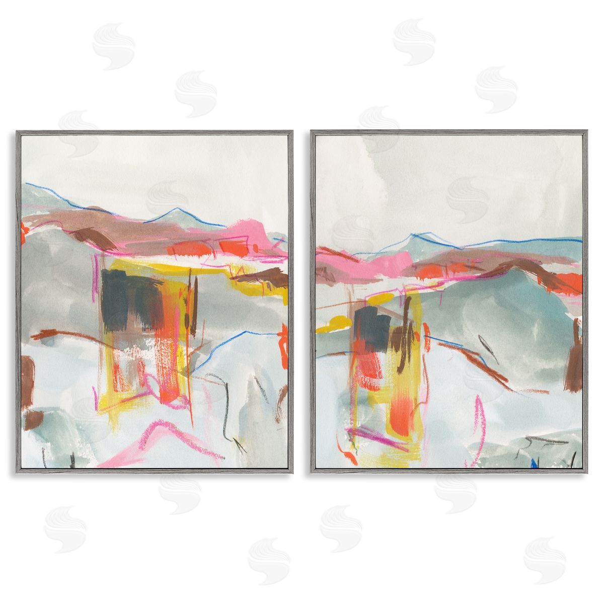 Restless Soft Mountain Abstract Grey Frame Print Wall Art, Home Decor by Melissa Wang