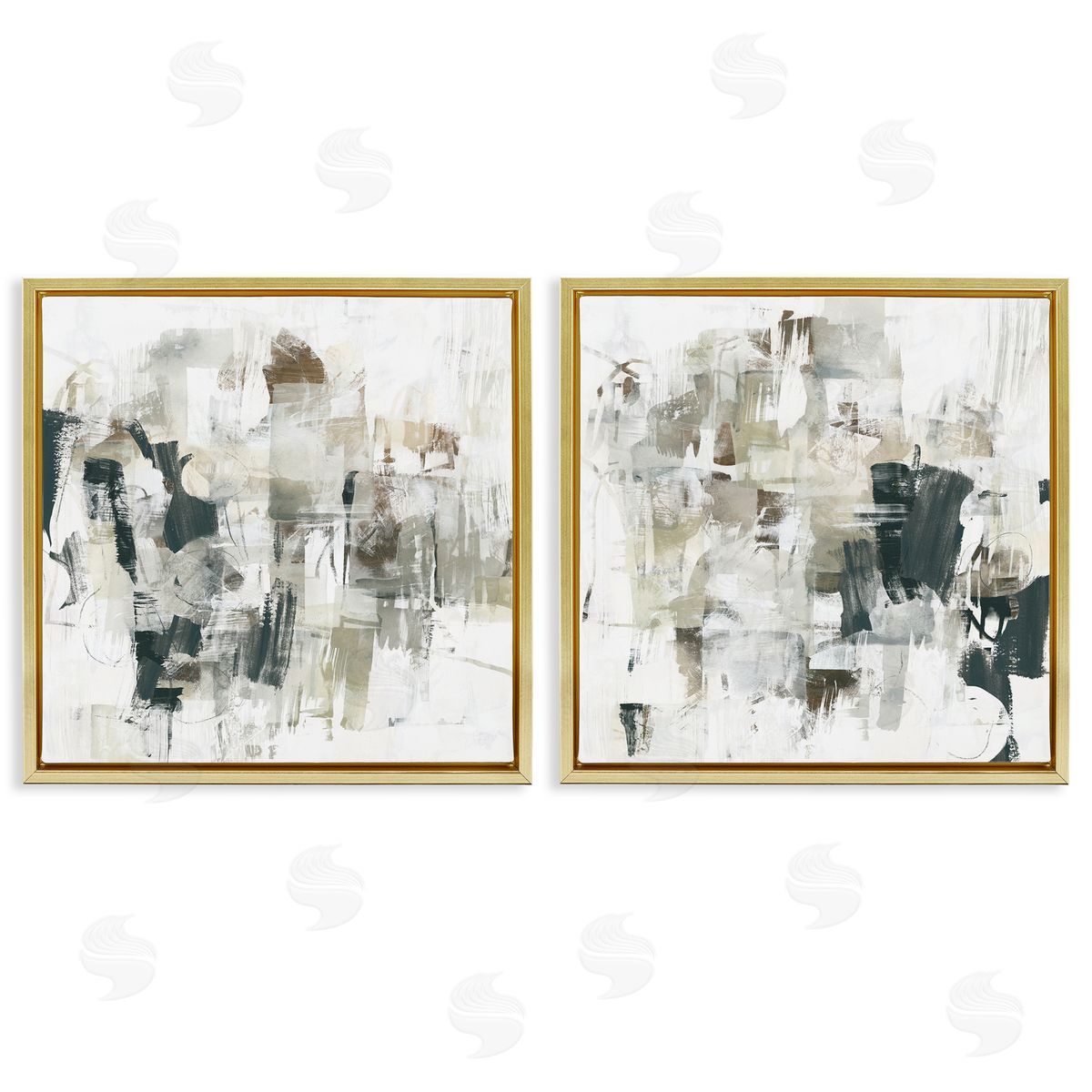 Distressed Pale Paint Gold Floating Frame Canvas Wall Art, Home Decor by June Erica Vess