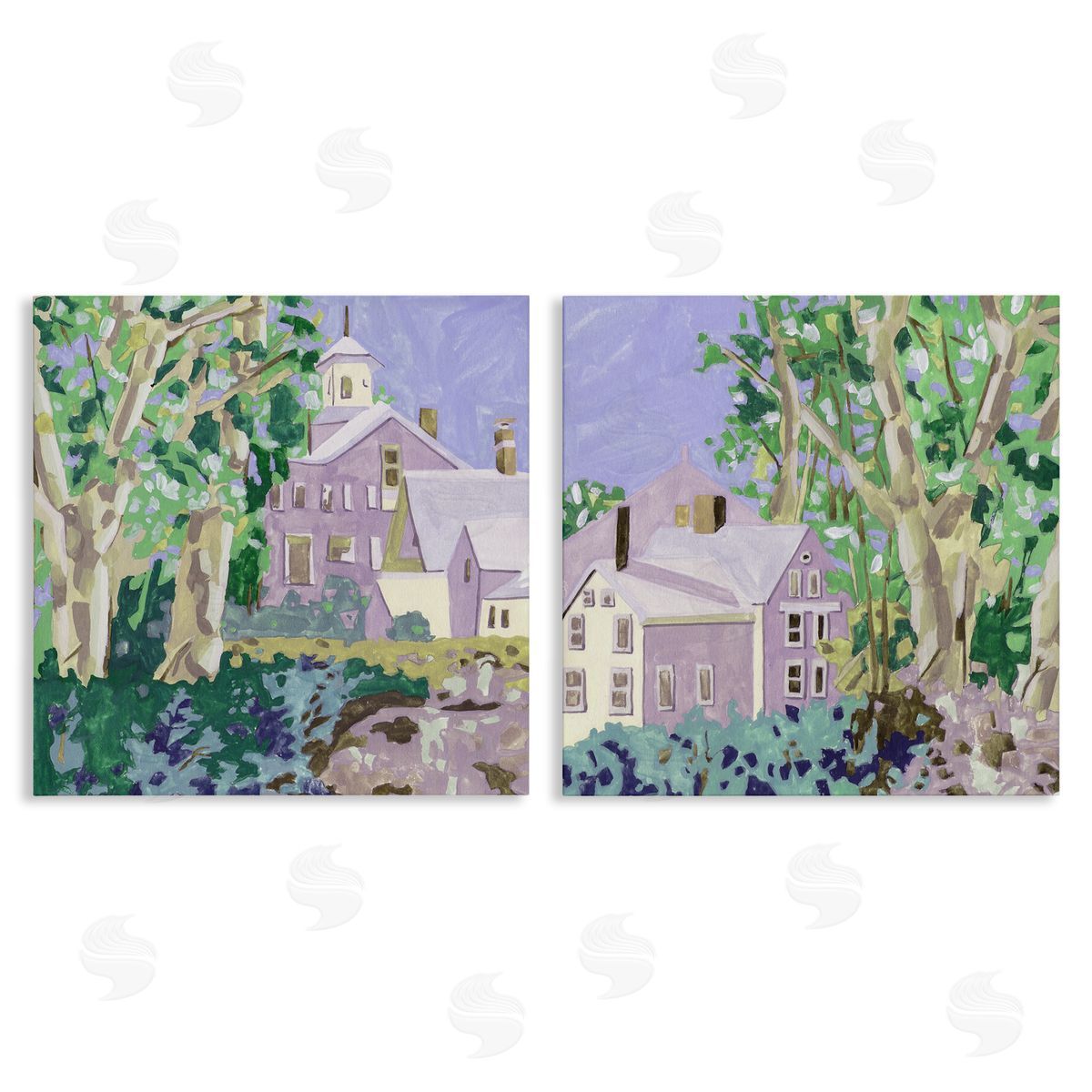 Quaint Scenic Houses Canvas Wall Art, Home Decor by Melissa Wang