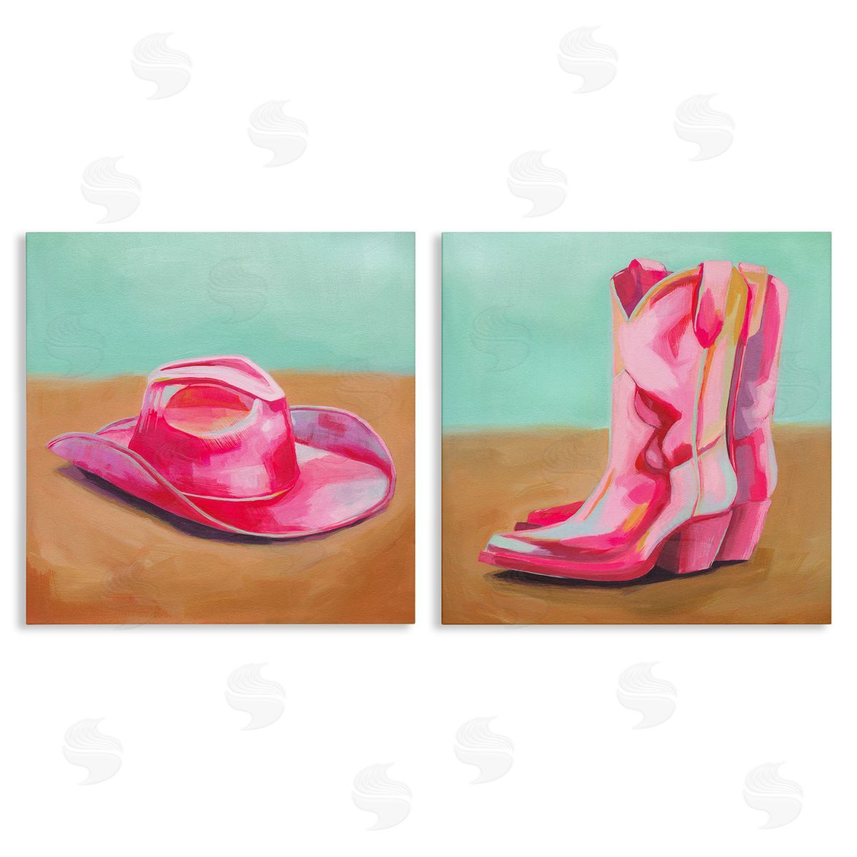 Pink Theme Cowgirl Fashion Canvas Wall Art, Home Decor by Grace Popp