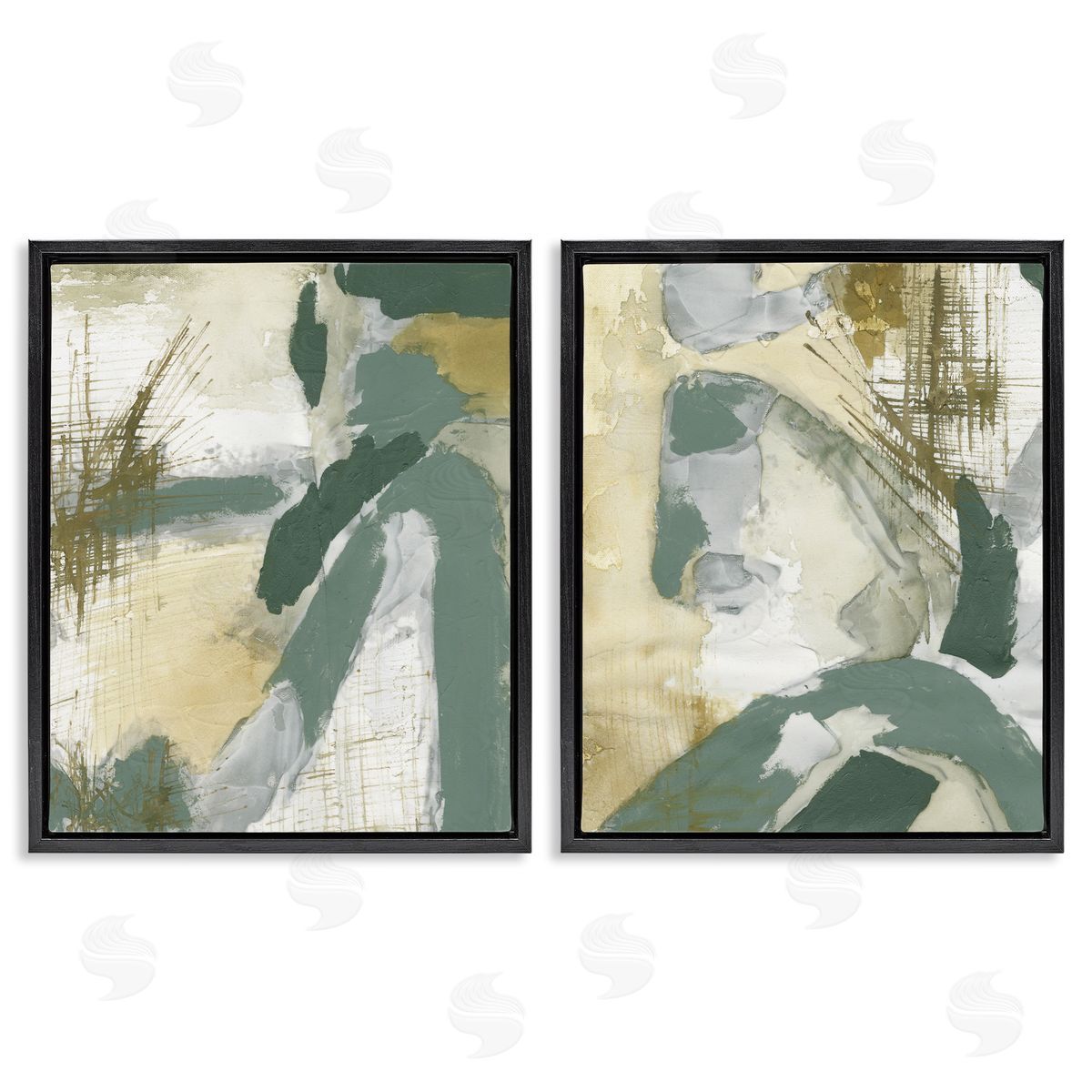 Rustic Abstraction in Neutrals Black Floating Frame Canvas Wall Art, Home Decor by Vanna Lam