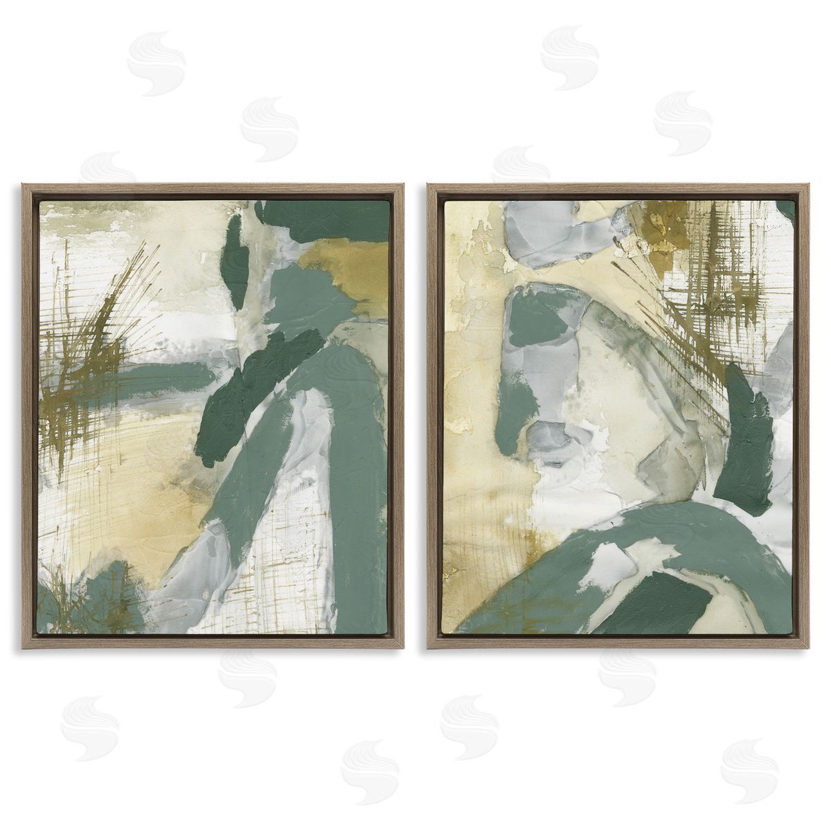 Rustic Abstraction in Neutrals Brown Floating Frame Canvas Wall Art, Home Decor by Vanna Lam