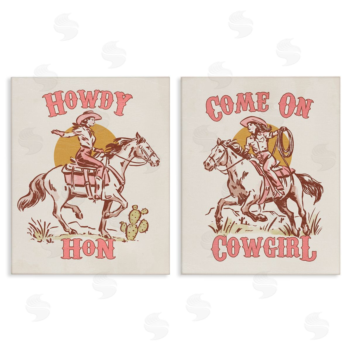 Pastel Cowgirl Phrases Canvas Wall Art, Home Decor by Victoria Barnes