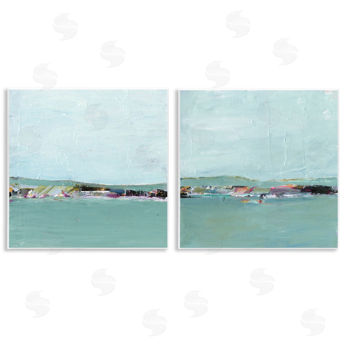 Abstract Sea Distant Cliffs Wood Plaque Wall Art, Home Decor by Ethan Harper